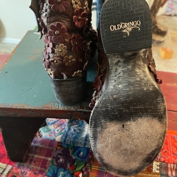 Old Gringo Hippie Chick Brass Red Bone 7" Ankle Boots Size 8B - Picture 3 of 4